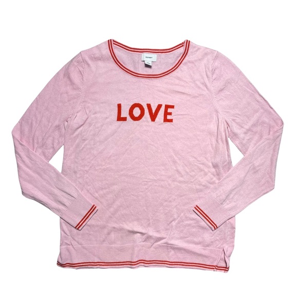 Old Navy Tops - Old Navy Pink “Love” Lightweight Long Sleeve Pullover M